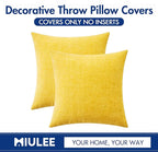 MIULEE Pack of 2 Couch Throw Pillow Covers 18x18 Inch Soft Yellow Chenille Pillow Covers for Sofa Living Room Solid Dyed Pillow Cases