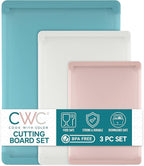 COOK WITH COLOR Extra Large Cutting Board Set, Jumbo-Sized Boards with Rubber Border for Enhanced Cooking Experience, 3-Piece, Teal