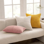 MIULEE Blush Pink Corduroy Pillow Covers Pack of 2 Boho Decorative Spliced Throw Pillow Covers Soft Solid Couch Pillowcases Patchwork Cushion Covers for Living Room Bed Sofa 12x20 inch Valentines Day