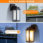 JYZ Dusk to Dawn Sensor Outdoor Wall Sconce Lighting, Exterior Outdoor Wall Mount Lantern, Waterproof Anti-Rust Porch Light Fixture, Modern Contemporary Outside Lamp for House Front Door Garage Patio