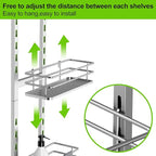Orimade Adjustable Hanging Over the Shower Door Caddy with Hooks, Bathroom Organizer Shelf Storage Rack,No Drilling Rustproof Basket for Inside Shower, Sliver 3 Tier