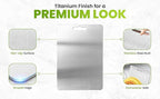Titanium Cutting Board with Anti-Slip Silicone Pad & Multipurpose Scraper, Food Grade Rustproof Stainless Steel Cutting Board Kitchen Set, Space Saving Design, Non-Skid Bottom (14" x 10")