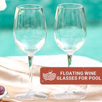 Tritan-Plastic Floating Red Wine Glasses for Pool Set of 2, 12.5 oz Holiday Drinkware Durable Wine Glasses with Long Stem, Ideal for Home, Party, Wedding, Beach