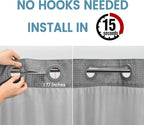 Long No Hook Shower Curtain with Snap in Liner,230GSM Waffle Weave Shower Curtains for Bathroom,71W x 80H(78"),Grey