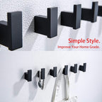 RANDOM Matte Black Towel Hooks for Bathrooms Kitchen Black Hooks for Hanging 2 Pack SUS 304 Stainless Steel Wall Hooks Modern Bathroom Hardware Accessories Coat Robe Hook Wall Mounted.96009-8MB