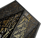 Medium Modern Style Lamp Shades with Multiple Sides, ALUCSET Metal Lampshade with Pattern of Trees for Table Lamp and Floor Light, 7 x 13.8 x 9.5 Inch, Spider (Black/Gold)