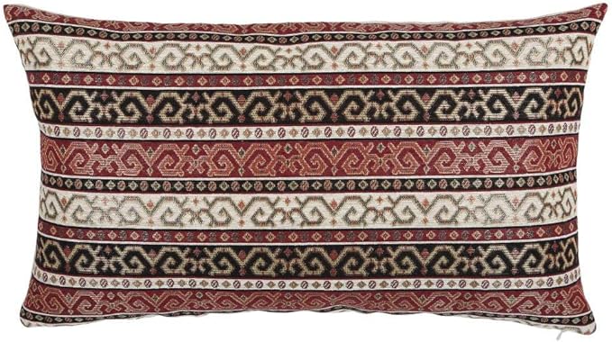 Lumbar Throw Pillow Covers Burgundy Red and Black Kilim - 14 x 24 Inches Decorative Pillows, Boho Room Decor for Couch, Bohemian Outdoor Case for Farmhouse, Ethnic Shams, Aztec, Patio