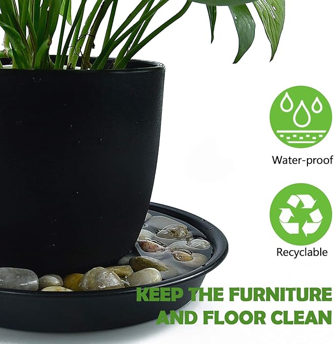 TITE 3 Pack Plant Saucer Heavy Duty Sturdy Drip Trays for Indoor and Outdoor (10 Inch, Black)