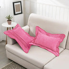 HAUSSY Scalloped Pillow Covers 12x20 Set of 2,Decorative Lumbar Throw Pillows Cute Aesthetic Preppy Cushion Covers for Couch Bed Living Room,Hot Pink