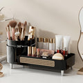 Rotating Makeup Organizer Countertop,Large Capacity Makeup Organizers for Vanity,2 in 1 makeup storage organizer for Bathrooms,Cosmetic Display Case (Black)