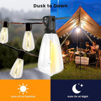 300FT Solar String Lights Outdoor Waterproof, Solar Patio Lights with Remote Control & 90+5 Dimmable ST38 Edison Bulbs Shatterproof,Solar Powered String Lights for Outside Garden Backyard