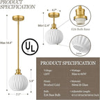 Milk Glass Pendant Lights Kitchen Island, 1-Light 7.1" Brushed Gold Modern Pendant Light Fixtures with Rods, Globe Hanging Lighting for Kitchen Sink Bathroom Dining Room, E26 Base