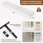 fuqing Floating Shelves for Wall, Wall Mounted Wood Floating Shelf with Invisible Brackets for Living Room, Bathroom, Bedroom, Kitchen Storage and Decor, 40 Inch Set of 2, White