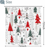 Christmas Shower Curtain Merry Xmas Tree Shower Curtains Sets Winter Farmhouse Holiday Polyester Waterproof Fabric Washable Decorative Bathroom Curtain 72" x 72" with 12 Hooks