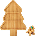 Christmas Serving Tray, Christmas Tree Charcuterie Board, Bamboo Divided Serving Platter Dish for Holiday Party Food Tray for Cheese Snack Fruit 12 x 8.7 x 0.6 Inches