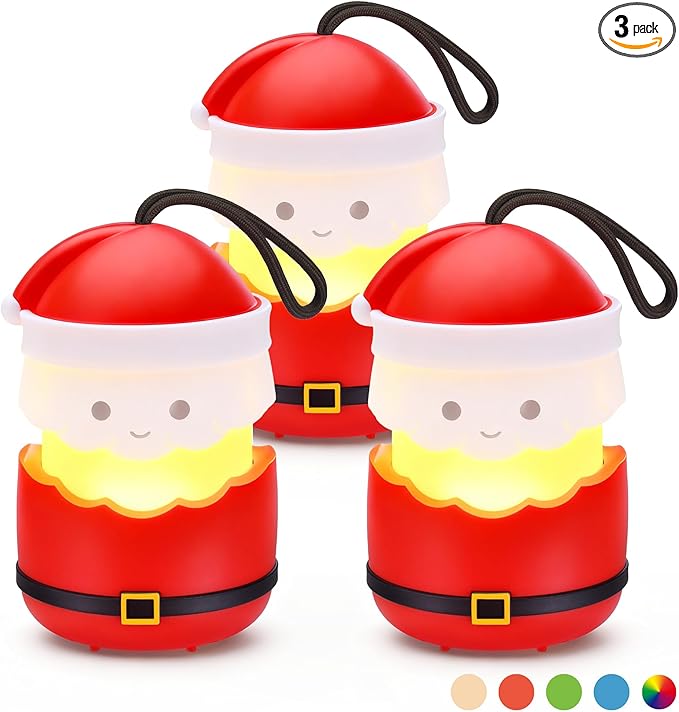 Christmas Gift EverBrite Santa Claus Lantern 3 Pack, 5 Light Modes Holiday Decoration Presents for Women and Men, AAA Batteries Contained Stocking Stuffers, Christmas Lights Indoor & Outdoor