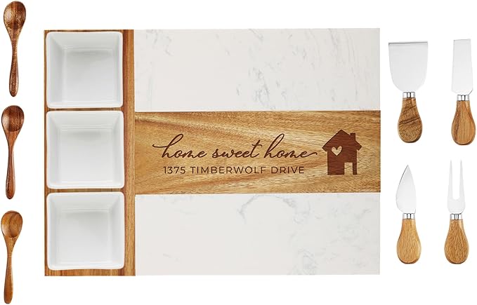 Realtor Gifts,Personalized Marble Wood Charcuterie Board,Real Estate Agent Gifts,Custom Laser Engraved Cheese Serving Board,Realtor Gifts for Women/Men,Cheese Platter,Closing Gifts for Realtors,Buyers