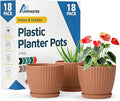 Terracotta 6-Inch Plant Pots with Drainage & Saucers 18 Pack, Indoor & Outdoor Planters for Houseplants, Herbs, and Flowers, Durable & Weatherproof Material, Stackable, Lightweight, Minimalist Design