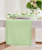 Solino Home Linen Table Runner 108 Inches Long - 100% Pure Linen Pastel Green Table Runner 14 x 108 Inch - Fete