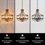 Farmhouse Chandelier for Dining Room 16.9" Wooden Chandelier 4-Light Rustic Candle Chandeliers Modern Faux Wood Vintage Chandeliers Light Fixture for Kitchen Foyer Hallway Entryway Bedroom