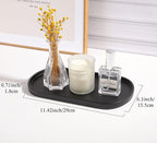 Luxspire Resin Vanity Tray, Toilet Tank Oval Storage Tray, Soap Tray Bathtub Tray Bathroom Countertop Organization for Towel Plant Bathtub Accessories Ring Holder Jewelry Organizer, M, Matte Black