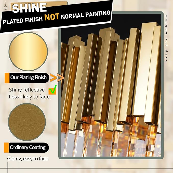 Foyer Chandeliers for High Ceilings Gold Chandelier Light Fixture Crystal Chandeliers for Dining Room Extra Long Modern Chandelier for Living Room Bedroom Entrance Stairway Empire