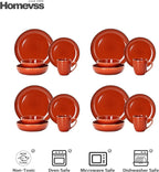 Eur-Nordic Shape Raising Rim 20pc Dinnerware Set, Shiny Glaze Orange with Speckle Effect