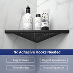 8'' Corner Shower Shelf 2 Pack, 304 Stainless Steel Grout in Bathroom Shelves, Recessed Shelf Rack for Tiled Wall, No Drilling Needed (8'', Black)