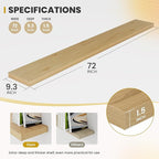 72 Inch Floating Shelves, 9.3" Deep Floating Shelf Wall Mounted, 72" Wall Shelves, Rustic Deep Bookshelf, Large Display Shelves & Storage Shelves for Bedroom, Living Room, Oak, Set of 1