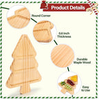 Christmas Tree Shaped Wooden Serving Tray - 12" Charcuterie Board for Cheese, Snacks, Appetizers & Desserts - Holiday Platter with Handles, Christmas Decorative Tray (12 x 8.7 x 0.6 Inches)