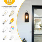 Vintage Outdoor Wall Light Fixtures (2 Pack) - Matte Black Porch Lantern/Exterior Wall Sconce, Glass Shade, Sturdy Metal Frame, Waterproof & Anti-Rust, for Entryway/Garage/Patio/Doorway, E26 Socket