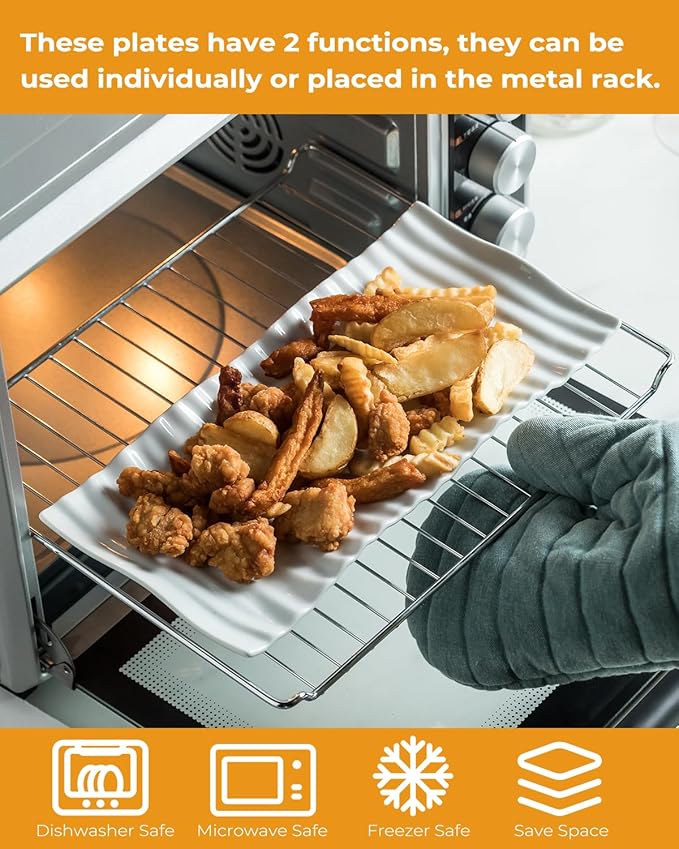 LAUCHUH 3 Tier Trays Stand, Porcelain Serving Trays Collapsible Sturdier Stand Serving Platters Dessert Table Display Set for Party, Entertaining, Thanksgiving, Christmas, Gold, 12.2 Inch