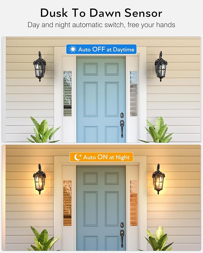 VIANIS Exterior Lighting Fixtures, Large Size Oil Rubbed Bronze Outdoor Wall Lights Dusk to Dawn, Waterproof Outdoor Light Fixtures Wall Mount with Tempered Water Ripple Glass for Patio, Entryway