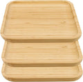 JOIKIT 3 Pack 12 Inch Bamboo Platter, Fine Polished Sqaure Wood Plates Bamboo Serving Tray for Holding Fruit, Bread, Cheese, Nut, Coffee, Tea, Plant Saucer