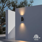 mirrea Modern Outdoor Porch Light Patio Light in 2 Lights with Aluminum Rectangular Tube and Tempered Glass Cover Waterproof Wall Sconce 6 Pack (Matte Black)
