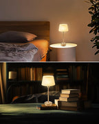 UMEXUS Small Cordless Lamp Rechargeable Table Lamps Set of 2, Dimmable Battery Operated Lights, Portable Accent Light for Side Table Restaurant Dining Outdoor, Beige Fabric Shade, Antique Brass
