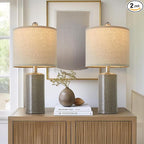 20.25/inch Modern Ceramic Table lamp Set of 2 Small Farmhouse Bedside lamp Dark Grey Nightstand Lamp End Table Lamps for Living Room Bedroom Study Office AMZ-T1109DG0