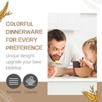 Teivio 32-Piece Kitchen Plastic Wheat Straw Dinnerware Set, Service for 8, Dinner Plates, Dessert Plate, Cereal Bowls, Cups, Unbreakable Colorful Plastic Outdoor Camping Dishes, Desert