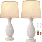 Seealle 22.6" Bedside Lamps Set of 2 with USB C+A - Dimmable Touch Lamps for Night Stands Bedroom Living Room End Table(Bulbs Included)