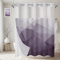 No Hook Shower Curtain with Snap in Liner and Sheer Window, Purple Modern Geometric Fabric Shower Curtain Set for Bathroom Decor, 15-Second Quick Install, Abstract Irregular Ombre, 71"X74"