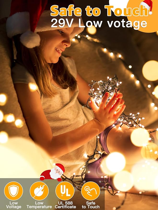 500 LED 164 FT Christmas Lights, Waterproof Outdoor String Lights with Remote and Timer, Christmas Tree Lights with 8 Modes Dimmable, Fairy Lights for Holiday Decor (Warm White)