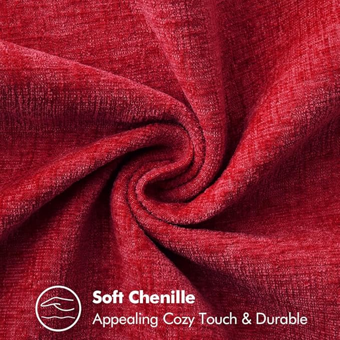 MIULEE Pack of 2 Christmas Pillow Covers 16x16 Inch Red Farmhouse Decorative Throw Pillow Covers with Stitched Edge Soft Chenille Solid Dyed Couch Pillow Covers for Sofa Bed Living Room