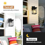 JYZ Dusk to Dawn Outdoor Wall Sconce, 15 Inch Exterior Wall Mount Lantern with Aluminum Frame, Weatherproof Black Porch Light Fixture for Front Door, Garage, Patio, Backyard, Garden JYOWL05-L