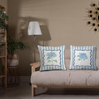 JINYO Retro Blue Hydrangea Floral Pillow Covers 18x18 Set of 2, Floral Room Decor, Rustic Blue and White Striped Botanical Flower Decorative Pillow Cases for Couch Living Room Bedroom Home
