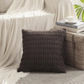 Fancy Homi Dark Brown Decorative Throw Pillow Covers 18x18 Inch for Living Room Couch Bed Sofa, Rustic Farmhouse Boho Home Decor, Soft Striped Corduroy Square Cushion Case 45x45 cm