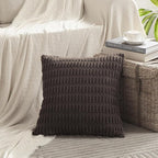Fancy Homi Dark Brown Decorative Throw Pillow Covers 18x18 Inch for Living Room Couch Bed Sofa, Rustic Farmhouse Boho Home Decor, Soft Striped Corduroy Square Cushion Case 45x45 cm