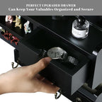 Wall Mail Organizer with Storage Drawer and 6 Hooks, Easy Install Key Rack for Entryway and Home Decor, Luxury Black