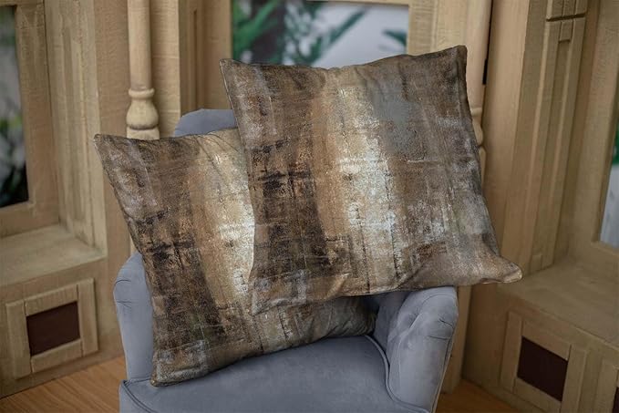 CAPSCEOLL Grey Brown Throw Pillow Covers Modern Home Art Decor,16 X 16 Inches Set of 2 Pillow Cases Decorative,Abstract Oil Painting Pillowcases for Bedroom,Living Room