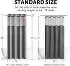 Furlinic Stall Size No Hook Shower Curtain with Snap in Liner,Waffle Weave Heavy Duty Fabric Bathroom Curtains with See Through Top Window,Waterproof & Machine Washable,Grey,54x80 Inch