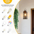 Vintage Outdoor Wall Light Fixture (1 Pcs) - Dark Brown Porch Lantern/Exterior Wall Sconce, Glass Shade, Sturdy Metal Frame, Waterproof & Anti-Rust, Fit for Entryway/Garage/Patio/Doorway, E26 Socket